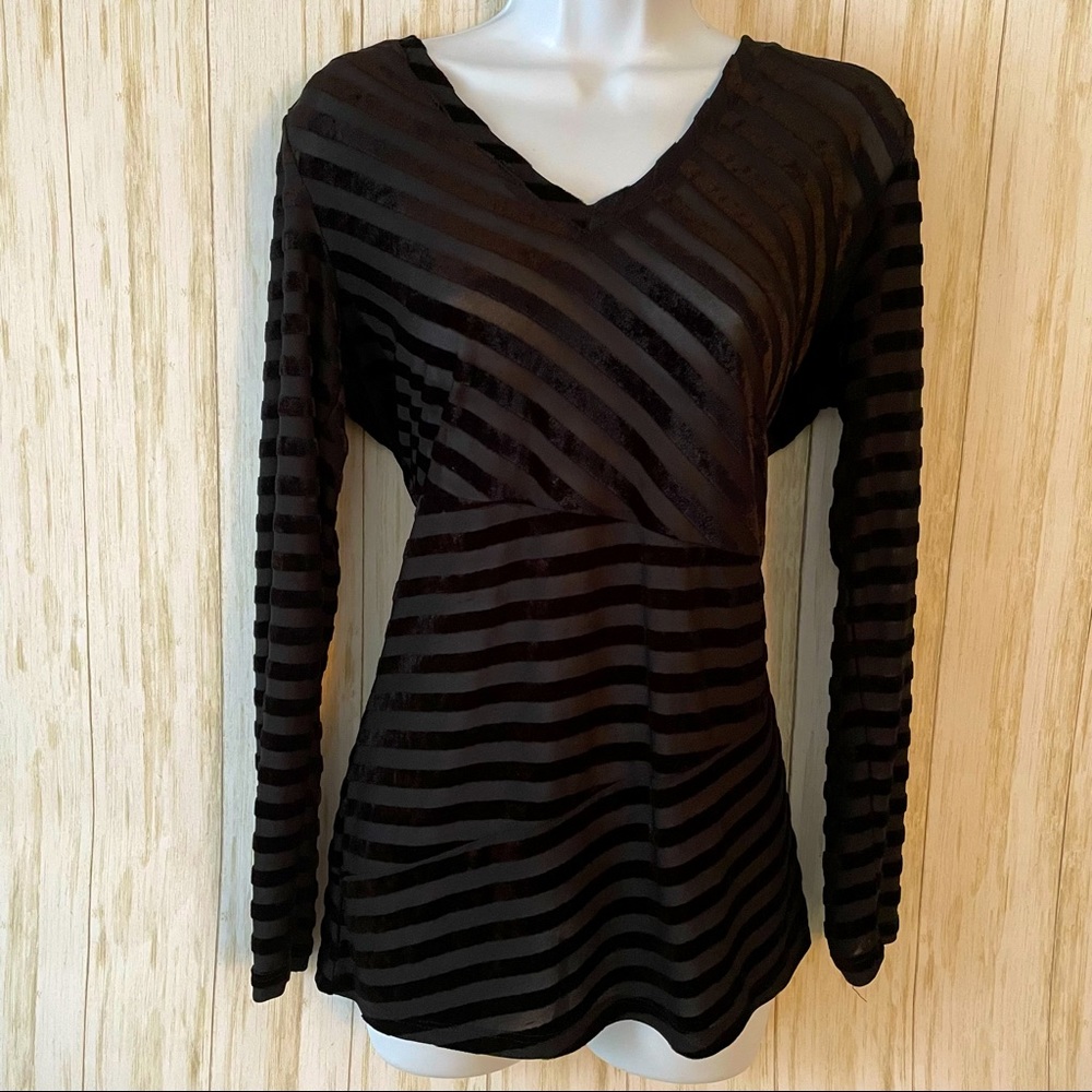 Velvet Stripe Long Sleeved Top